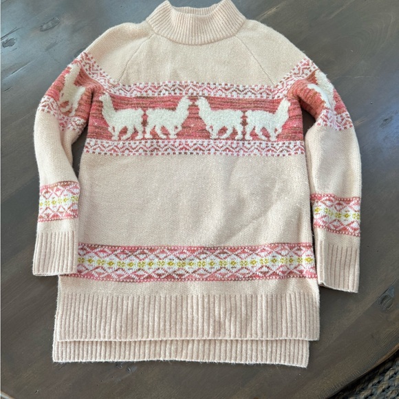 Anthropologie Pink and Cream Alpaca Sweater - Picture 1 of 5